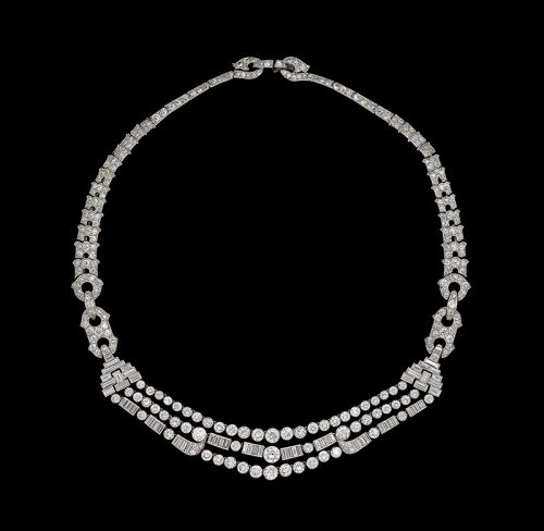 Art Deco diamond necklace by Cartier belonging to Deborah Duchess of Devonshire DCVO