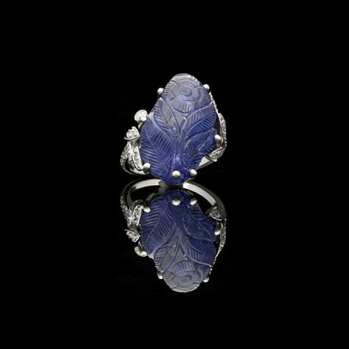 Cartier Carved Sapphire and Diamond Ring
