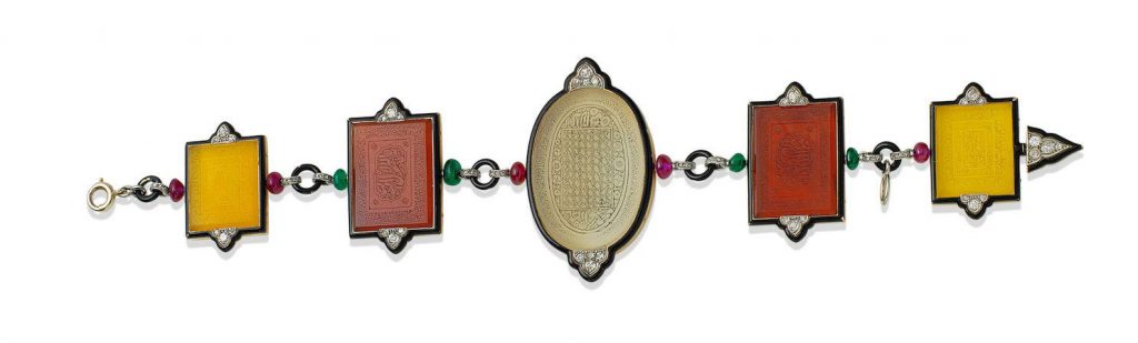 Art Deco Nephrite, Onyx and Diamond Pendant by Cartier